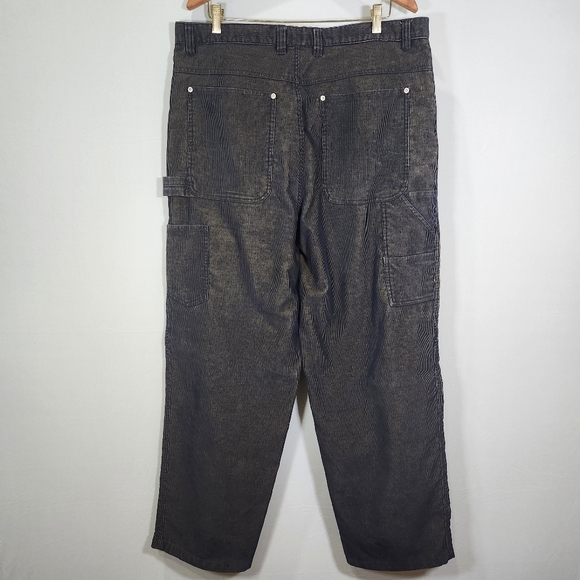 Men's Y2K No Boundaries Caurpenter Black Corduroy Baggy Jeans 38x32 - Picture 2 of 10